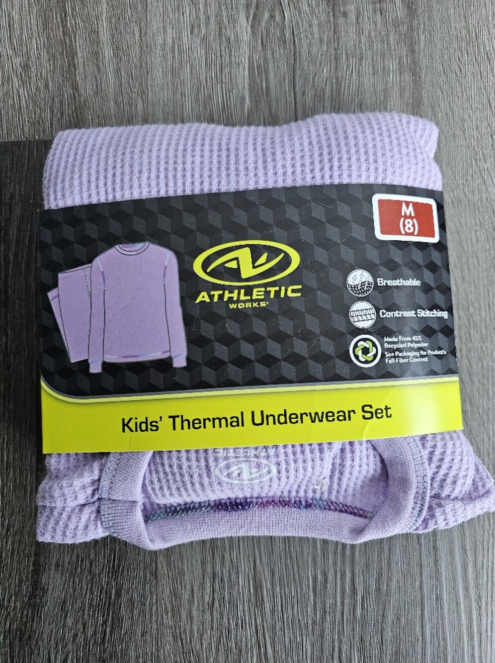 Athletic Works Girls Thermal Underwear Set Lavender M (8) NWT